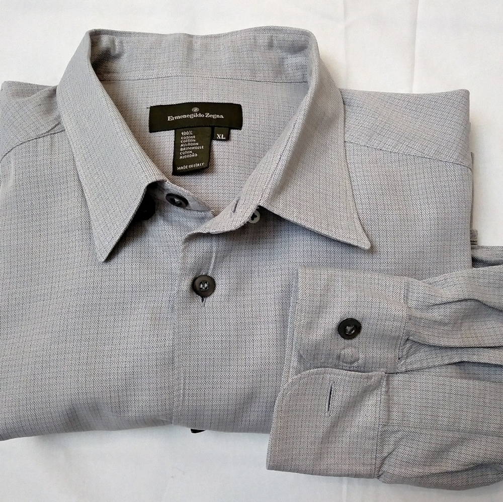 Ermenegildo Zegna Men Long Sleeve Plaid Shirt. Dress Shirt for Men.